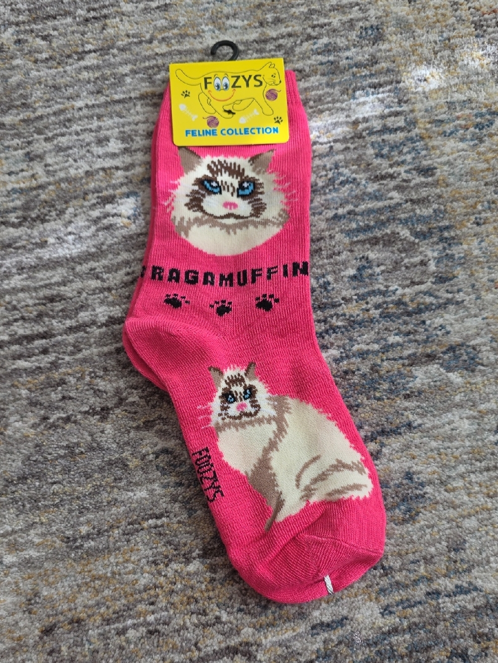 Foozys Ragamuffin Pink Cat Socks - Women's Hosiery